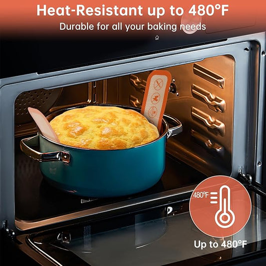 2-Piece Silicone Bread Sling for Dutch Oven – Oval & Round Reusable Non-Stick Sourdough Baking Mats with Long Handles