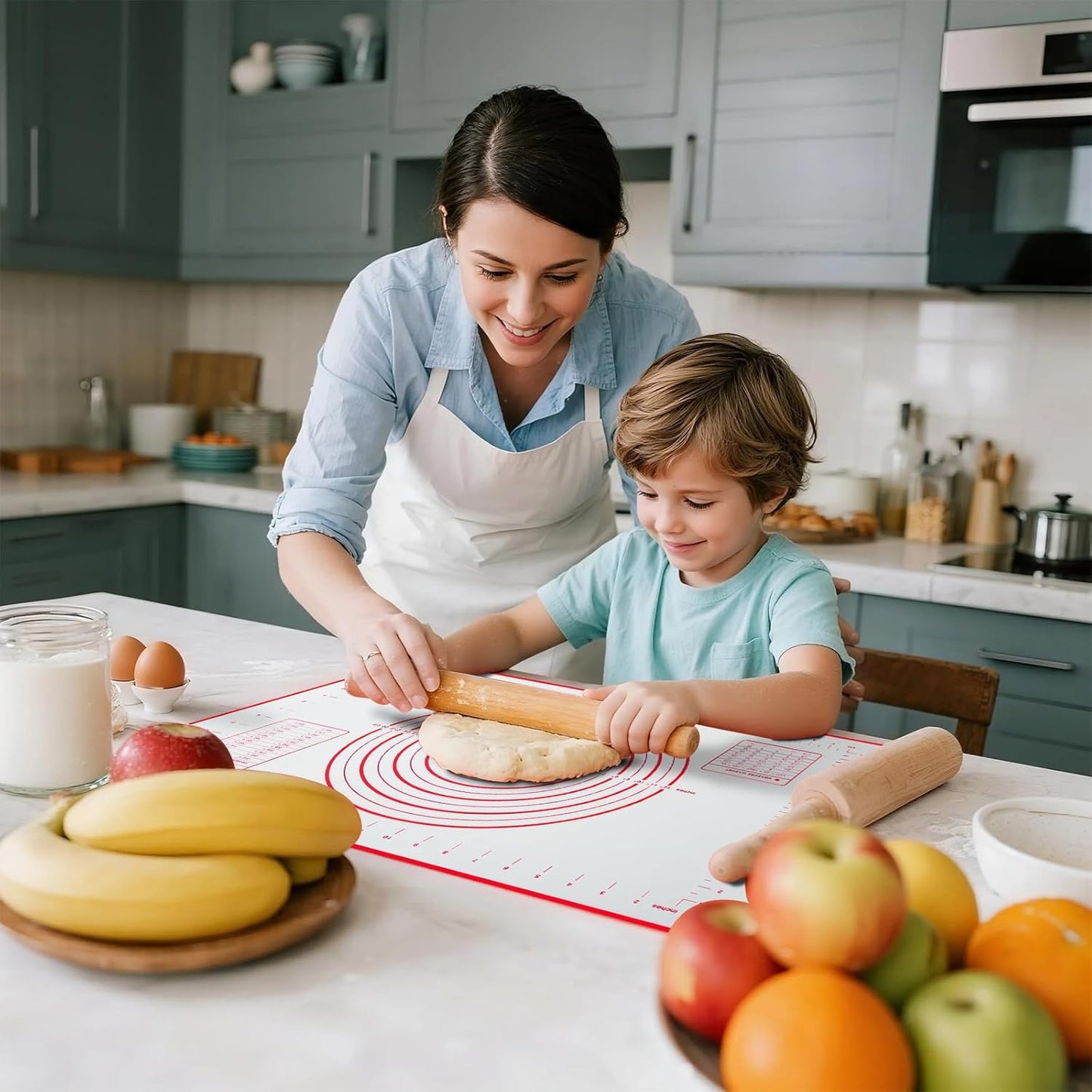 Silicone Pastry Mat with Measurements – Non-Slip Baking Mat (Orange)
