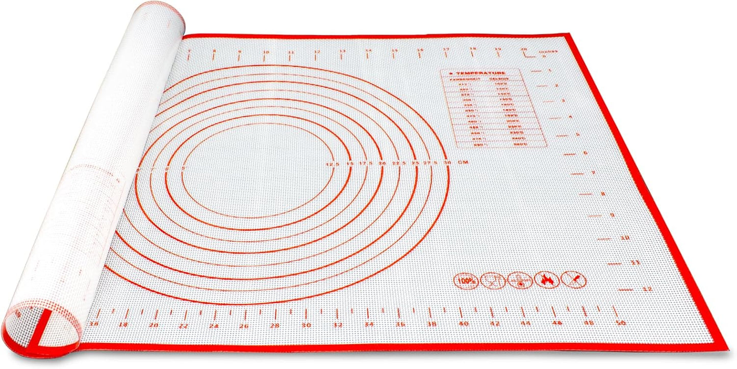 Silicone Pastry Mat with Measurements – Non-Slip Baking Mat (Orange)