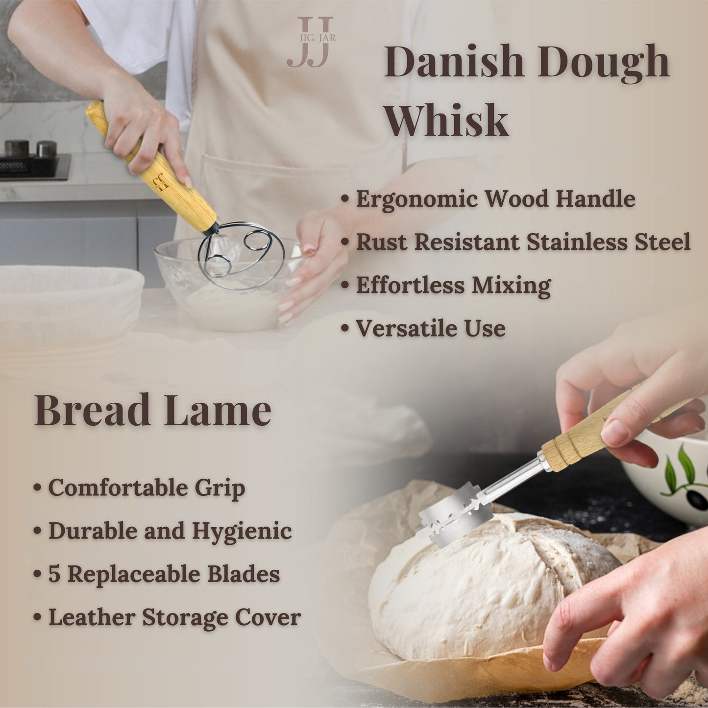 JIG JAR Sourdough Starter & Bread Baking Set - White Edition | 35 Piece Complete Artisan Kit for Joyful Baking