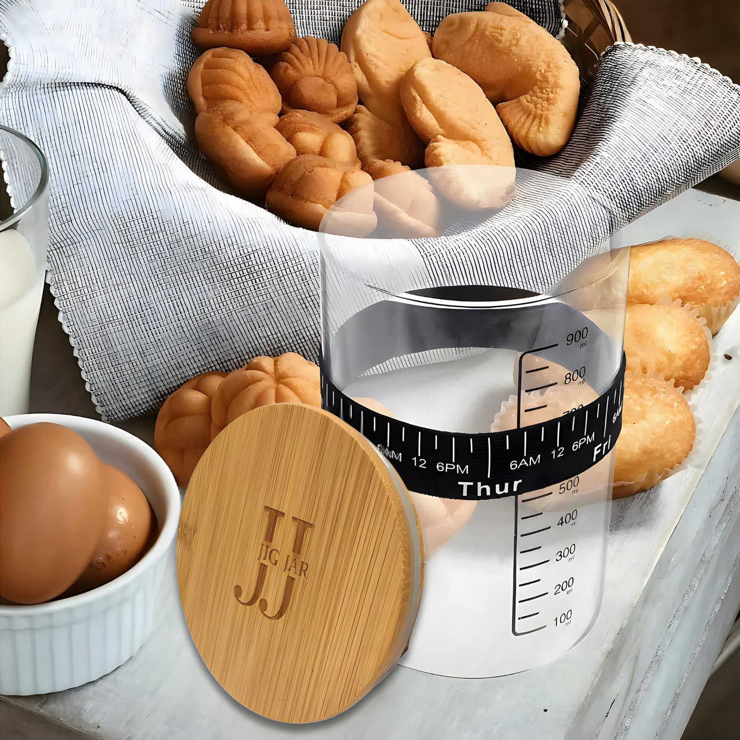 JIG JAR Sourdough Starter & Bread Baking Set - White Edition | 35 Piece Complete Artisan Kit for Joyful Baking