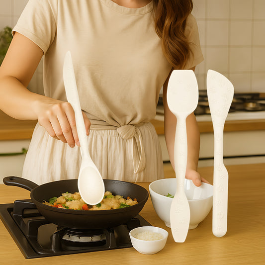 JIG TRIO - Double Headed Silicone Spatula Set - White Edition (3 Pieces) | Heat Resistant, Non Stick & Premium Baking Tools