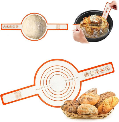 Silicone Bread Sling for Dutch Oven – Reusable Non-Stick Baking Mat with Extra-Long Handle (Orange)