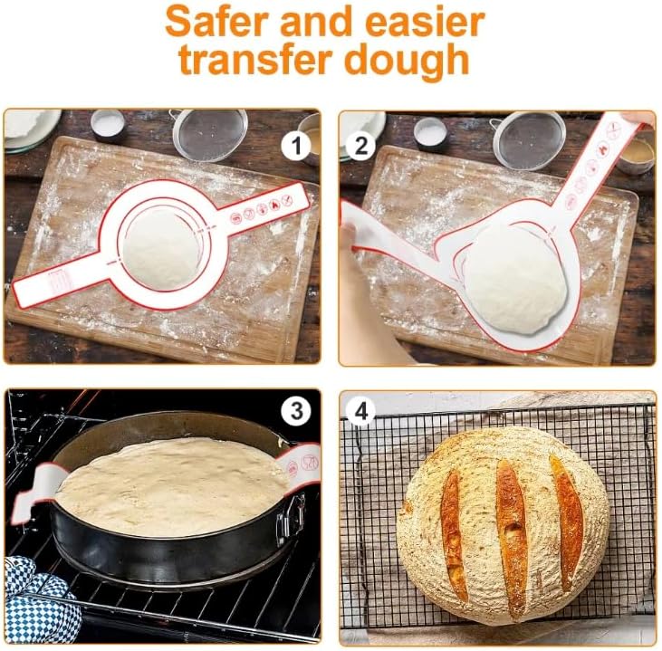 Silicone Bread Sling for Dutch Oven – Reusable Non-Stick Baking Mat with Extra-Long Handle (Orange)