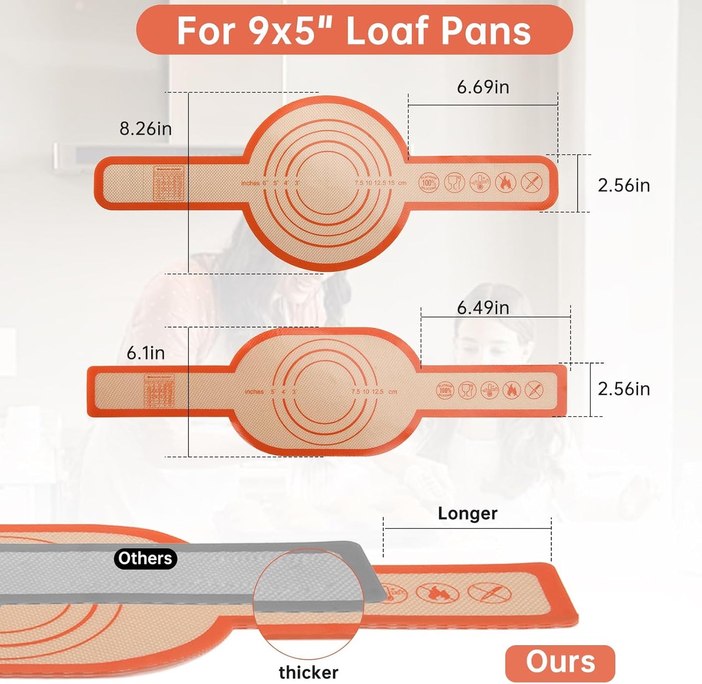 2-Piece Silicone Bread Sling for Dutch Oven – Oval & Round Reusable Non-Stick Sourdough Baking Mats with Long Handles