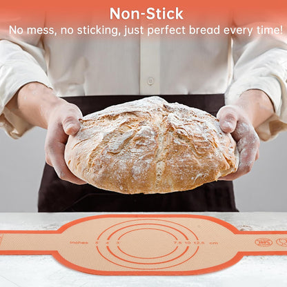 2-Piece Silicone Bread Sling for Dutch Oven – Oval & Round Reusable Non-Stick Sourdough Baking Mats with Long Handles
