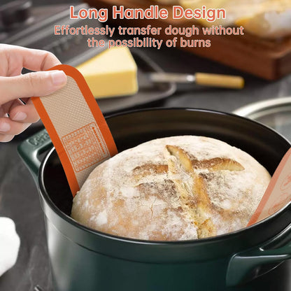 2-Piece Silicone Bread Sling for Dutch Oven – Oval & Round Reusable Non-Stick Sourdough Baking Mats with Long Handles